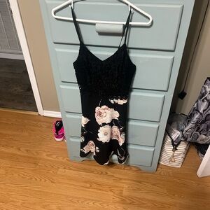 SHEIN Black Dress with Cream Floral Design